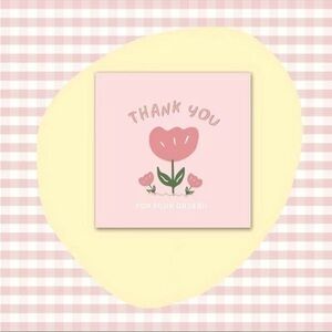NEW 50 Pack Cartoon Floral Square Thank You Cards